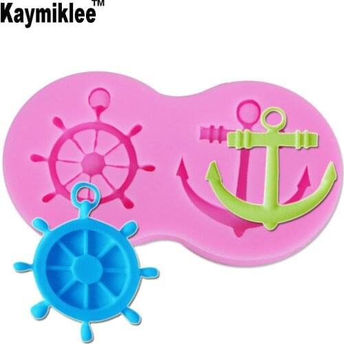 Kaymiklee M170 FDA Anchor Rudder Silicone Mold Fondant Cakes Decoration Resin Gumpaste Chocolate Sugar Craft Tool Baking Tools
