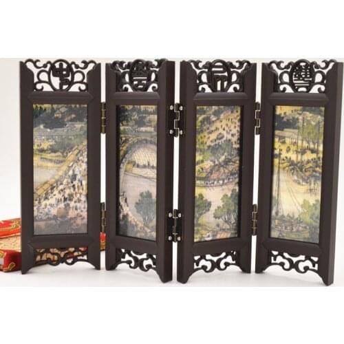 Chinese woodcarving screen, Qingming River painting, painting and calligraphy, decorative crafts