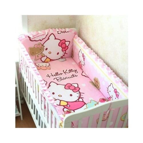 6PCS Cartoon Baby Crib Bedding Newborn kit de berço Baby Bedding Set Baby Cot Set Cartoon ,include(bumpers+sheet+pillow cover)
