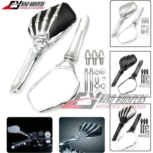 Cruiser Skull Skeleton hand Rear view Mirrors For Harley Dyna Fat boy Night Rod Glide Special Softail Touring Steed Magna Shadow