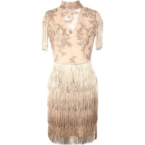 Lace Bandage Dress Sexy Women Tasel Ladies Clothing Party Club Elegant Celebrity New New Autumn Bodycon Dresses