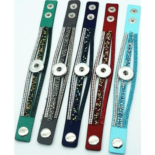 Fashion Colorful Rhinestone Velvet Soft snap bracelets Multi-layer Bracelet 20cm fit 18mm snap buttons wholesale SE0181