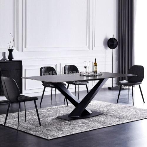 New X-shaped Metal Feet Luxury Dinning Table Furniture Marble Top Retractable Dinning Table kitchen Table Furniture
