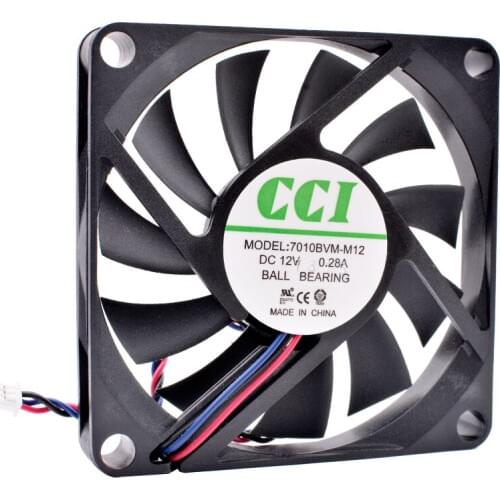 Brand new original CCI 7010BVM-M12 7cm 7cm 70x70x10mm 12V 0.28A double ball ultra-thin computer graphics cooling fan