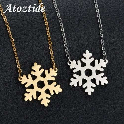Atoztide Cute Snowflake Necklace Pendant For Women Charm Gold Santa Claus Christmas Tree Pumpkin Car Ketting