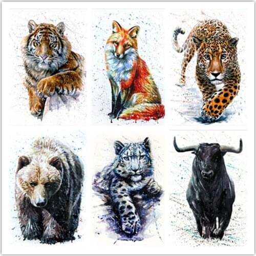 Full Diamond Square Animal 5d Diamond Embroidery Tiger, Fox, Diamond Painting Cross Stitch Picture Diamond Mosaic Gift