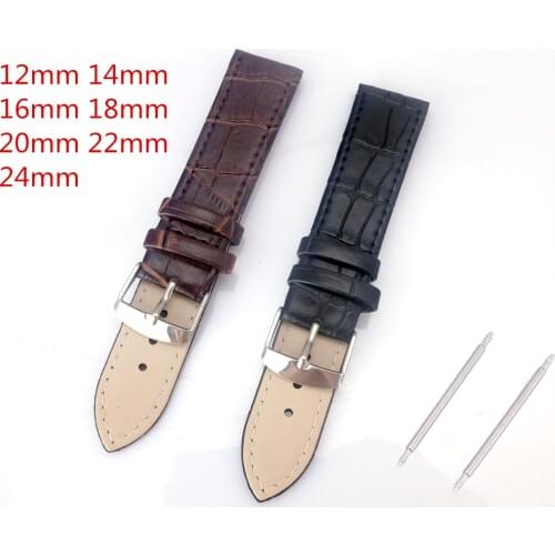 Ultra-thin Watch Band Pu Leather Straps 22mm 12-24mm Watch Accessories High Quality Black Brown Colors Watchbands