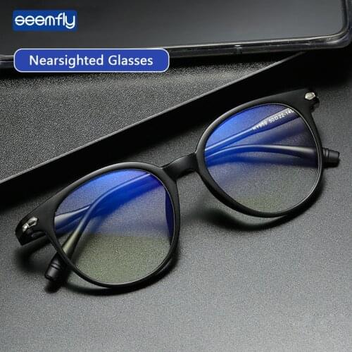 Seemfly Vintage Women Myopia Glasses Ultralight Transparent Color Frame Nearsighted Spectacles Unisex Eyewear Degree -1.0to-3.5