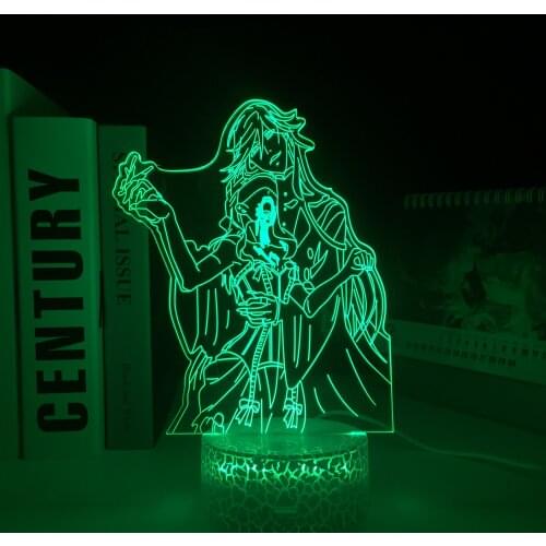 Black Butler Anime Crake 16 Colors Remote 3D LED White Base Night Light for Bedroom Decor Light Manga Birthday Gift Nightlight