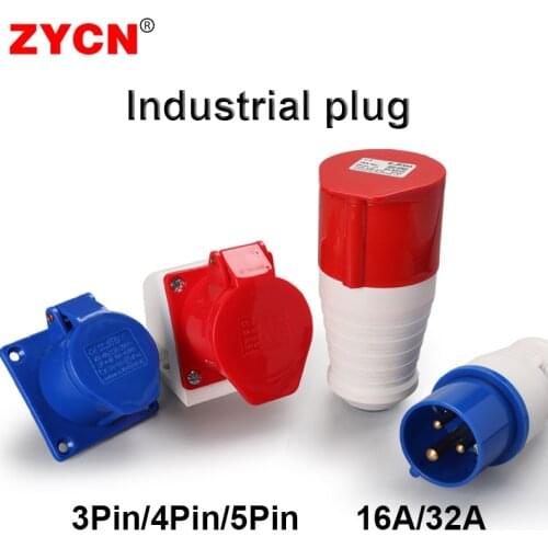 1PC Waterproof Industry Plug Wall Surface Mount Socket 3/4/5 PIN 16A 32A Male Female Electrical Connector Coupler Panel Aviation