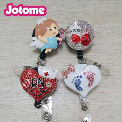 Rhinestone Four Styles Medical Nurse retractable id Badges Holder reel For Gift