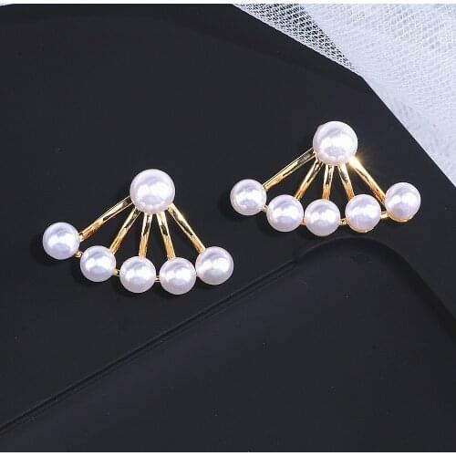 New Simple Claws Earrings Brincos Gold Color Geometry Simulated Pearl Stud Earrings for Women Bride Wedding Jewelry Gift WX220