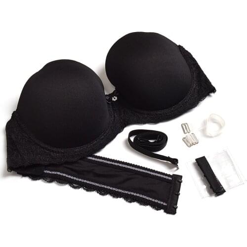 VOGUESECRET Women Bra Summer Adjusted Halter Silicone Strapless Sexy Bra Lace Thin Unlined 70 75 80 85 90 95 100 105 B C D E F G