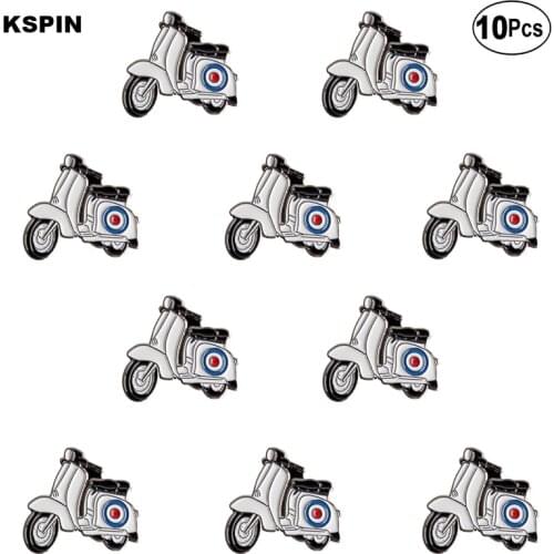 White Moto Lapel Pin Flag badge Brooch Pins Badges 10Pcs a Lot