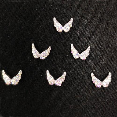 10pcs Wing Diamond jewelry For Nails Charms Silver Metal Accessoires 3d ab Glitter Nailart Supplies Colored Manicure Diy