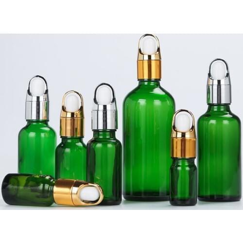 100pcs 5ml,10ml,15ml,20ml,30ML green Glass Bottle With Dropper Essential Oil Bottle,Reagent Eye Perfume bottles F2339