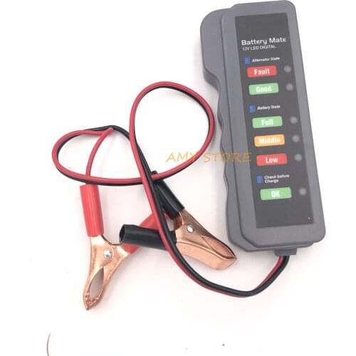 12V Automotive Car Motorbike Digital Battery Checker Tester Alternator 6 LED Light Display