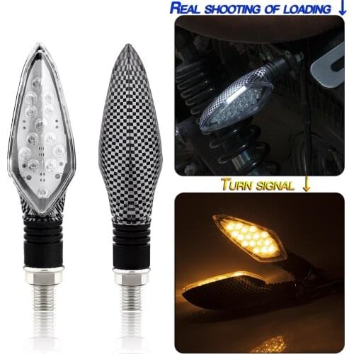 2pcs Motorcycle LED Turn Signal Lights Blinkers Front Rear Indicators for Motorbike Universal Running Light, 16LEDs