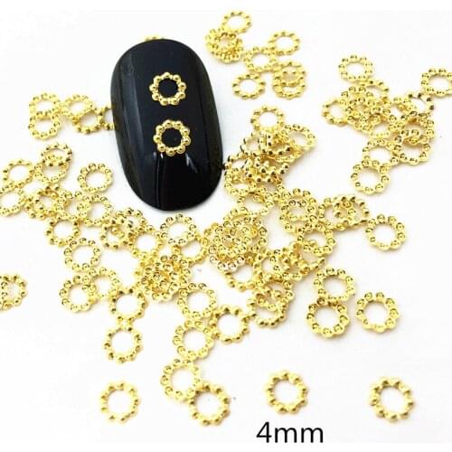 200pcs/pack Japan Korea Nail Art Alloy Rivets Studs 4mm gold silver round circle Metal Jewellry Accessories for Women Nail DIY