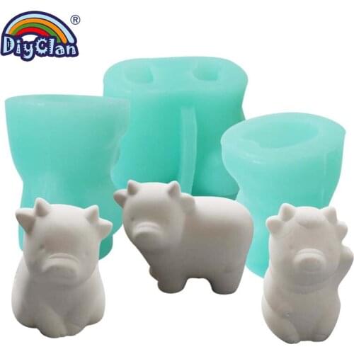 2021 Lovely Baby Cattle Molds For Year Of The Ox Chocolate Making For Cake Decoration Silicone Molds Cute Cattle Plaster Diy