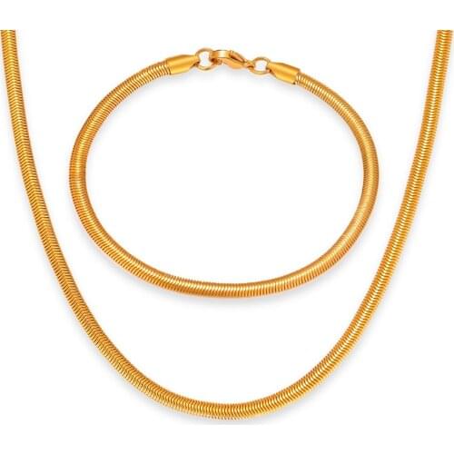 2021 Fashion Jewelry Stainless Steel Snake Bone Chain Jewelry Sets Charm Titanium Steel Bridal Wedding Jewelry Sets for Women