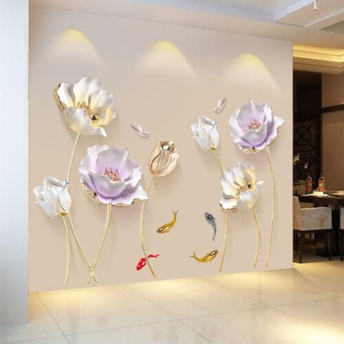 3D Flowers Self Adhesive Wallpaper Wall Stickers Living Room Bedroom Bathroom Teen Room Decor Aesthetic Wall Decorations Poster