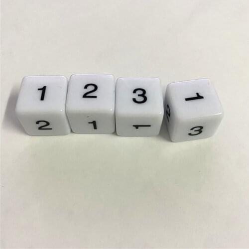 4 pieces Number 1 2 3 1 2 3 D6 Acrylic White Dice 6-sides 16mm Dices For Board game Dice