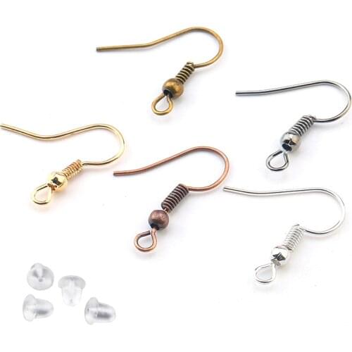 50pcs/lot 17X21MM Plated color metal Earrings Clasps Hooks Silicone Rubber Earring Backs For DIY Earring Making Accessories