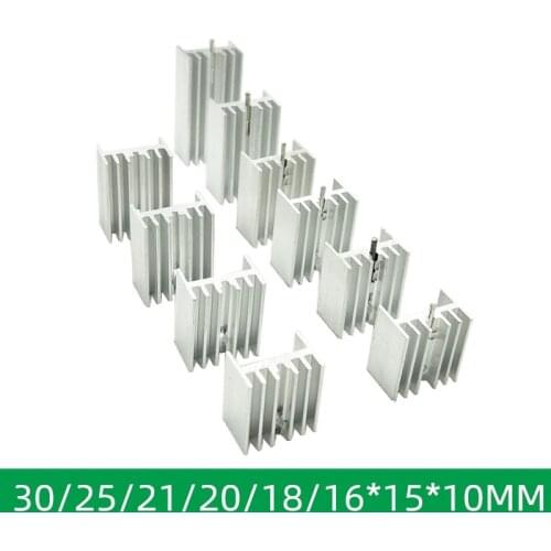 50pcs Aluminum Heatsink 30/25/21/20/18/16*15*10mm Transistor TO-220 Cooling Radiator Aluminum Sheet Heatsink For PC Computer