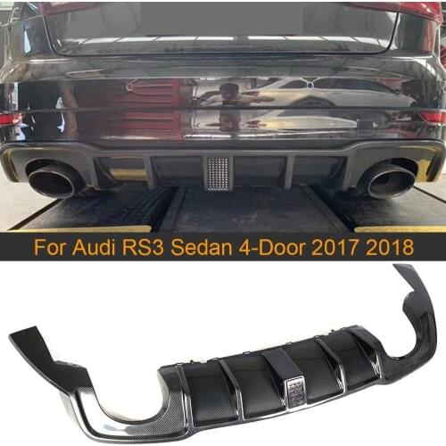 Car Rear Bumper Diffuser for Audi RS3 Sedan 4 Door 2017 2018 Carbon Fiber / Forged Carbon Rear Diffuser Lip Spoiler Splitters