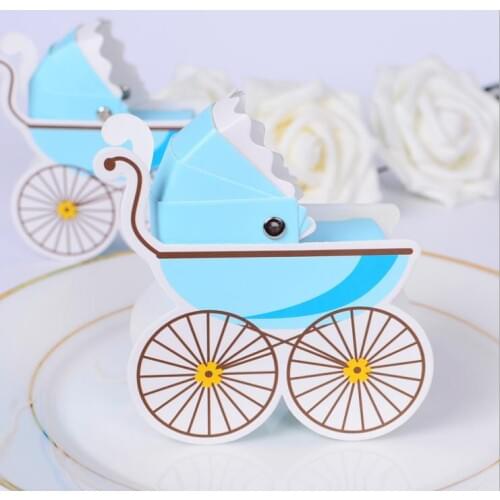 Free Shipping Hot Sale 100pcs Cute baby carriage candy box Gifts Chocolate box BABY birthday party decorations