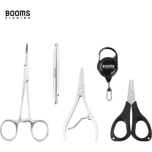 Booms Fishing 5Pcs Fishing Tool Set Combination Pliers Scissors Split Ring Fishing Line Cutter Lure Regulator Tackle