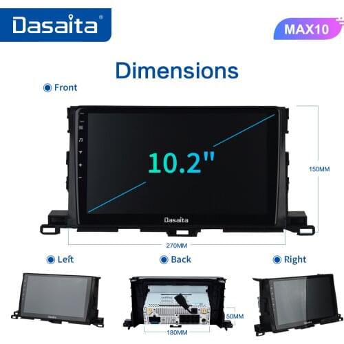 Dasaita for Toyota Highlander GPS 2015 2016 20172018 Car 10.2" Multimedia Android 10.0 Stereo Radio Video Player Carplay MAX10