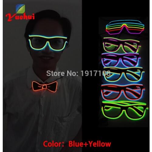 Two Colors Mixed Light Up EL Wire Flashing EL Glasses Flexible LED Neon Cold Light Carnival Sun Glasses with Glow Party Supplies