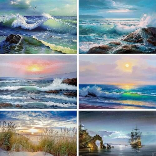 Van Gogh Sant Sea View 5D DIY Diamond Painting Handmade Full Square or round Drill Embroidery Sticker Home decor artwork