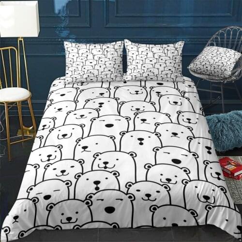 Bear Quilt Cover Pillowcase 3Piece Comforter Bedding Set With Pillow Case Single Double Duvet Cover Home Decora