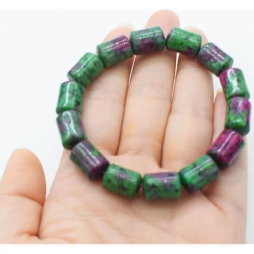 Red green jade pillar 10*14mm bracelet 7.5inch FPPJ wholesale beads nature gift