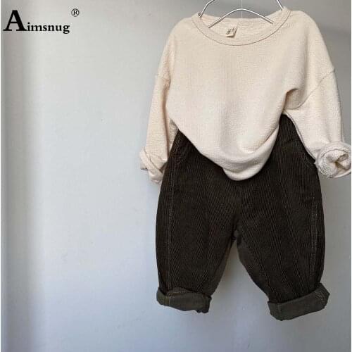 Unisex Girls Boys Fashion T-shirt Knitted Top Casual Pullovers Children Long Sleeve Autumn Cotton Shirts Kids Clohing 2021