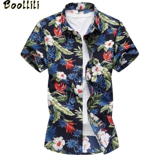 Print Brand 2020 Summer Mens Beach Shirt Fashion Short Sleeve Floral Loose Casual Shirts Plus Asian SIZE M-4XL 5XL 6XL Hawaiian