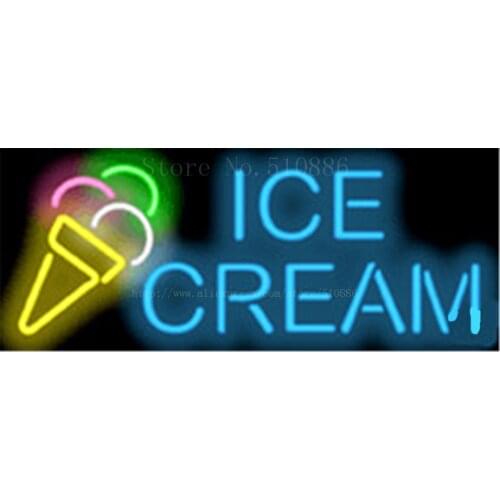 17*14" Ice Cream NEON SIGN REAL GLASS BEER BAR PUB LIGHT SIGNS store display Restaurant Shop occasional Advertising Lights