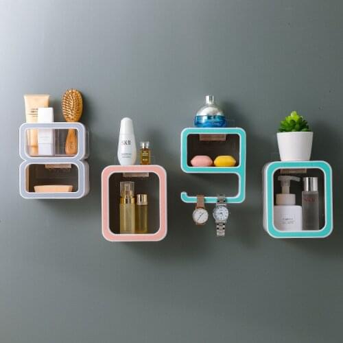 Make-up Organizer Cosmetic Storage Box Wall-mounted Soap Holder Makeup Brush Bathroom Wall Decoration Creative Numeral Shelf