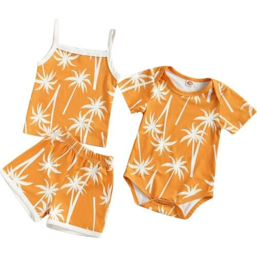0-3Y Kids Newborn Baby Girl Clothing Fashion Short Sleeve Print Romper/Sleeveless Print Tops+Shorts 1/2pcs Outfit Set