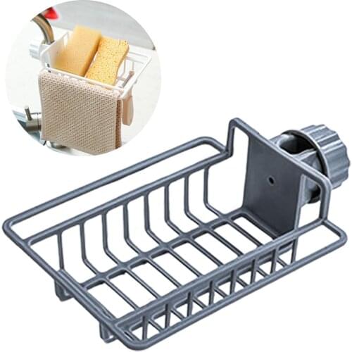Adjustable Kitchen Sponge Dishcloth Draining Sink Storage Rack Faucet Shelf