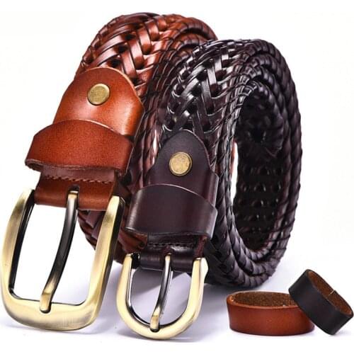 Women Braided Belt For Mens Woven Belt Luxury Genuine Leather Cow Straps Hand Knitted Designer Men For Jeans Girdle Male Belts