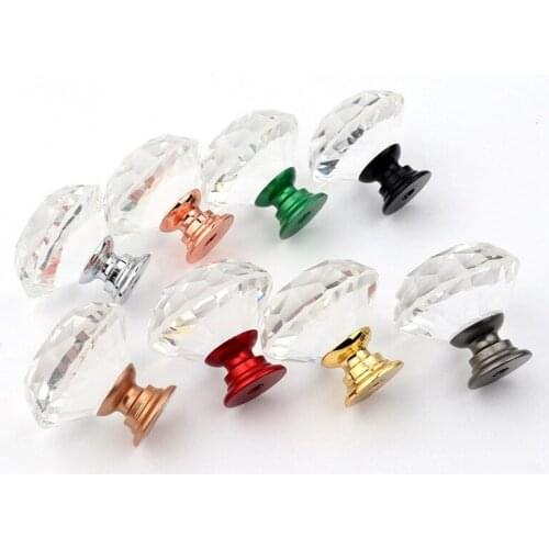 20-30mm Diamond Shape Design Crystal Glass Knobs Cupboard Drawer Pull Kitchen Cabinet Door Wardrobe Handles Hardware