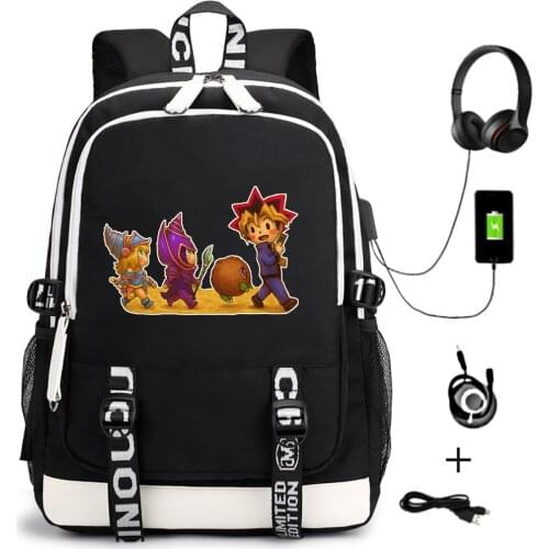 Anime Duel Monsters School Design Backpack Unisex Casual Bags for Teenagers Zip Cartoon USB Travel Laptop Shoulders Bags Bookbag