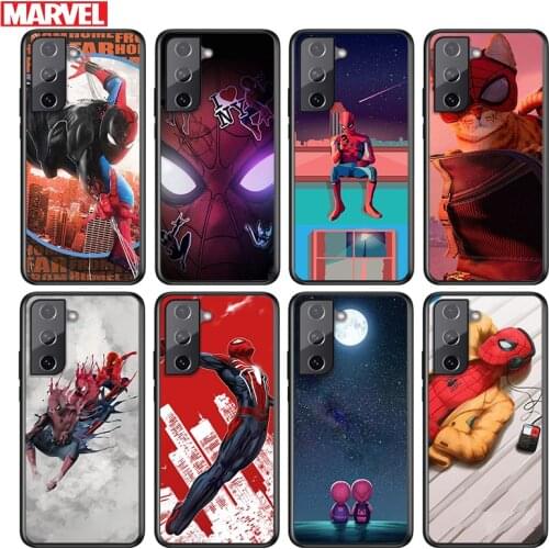Marvel Spider-Man For Samsung Galaxy S21 S20 FE S10e S10 S9 S8 S7 S6 Ultra Plus Lite 5G Edge Black Soft Phone Case