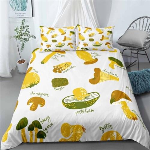 Mushroom Pattern Duvet Cover 3pcs Bedding Set Kids Child Adult Soft Bed Linens Single Full Double Queen King Size Quilt Case