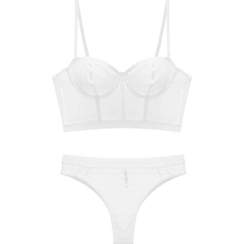 Sexy womans bralette mesh Lace perspective temptation bone clothing T-pants thong lingerie set half cup top base small sling