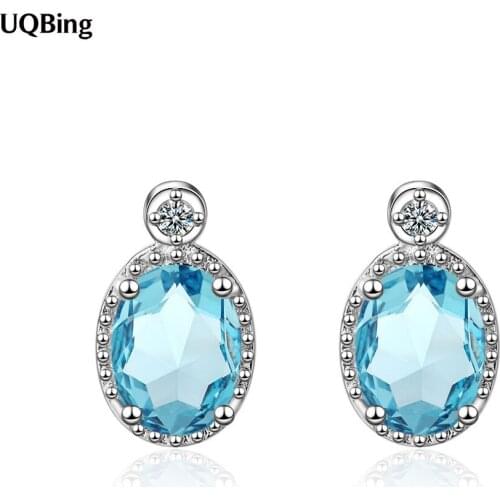 925 Sterling Silver Oval Round Crystal Stud Earrings Gift For Best Friend Girls